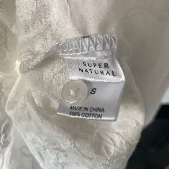SUPER NATURAL BY SECRET MISSION SKIPE SHIRT EMBROIDERED WHITE DRESS SIZE S $425 - Picture 11 of 12